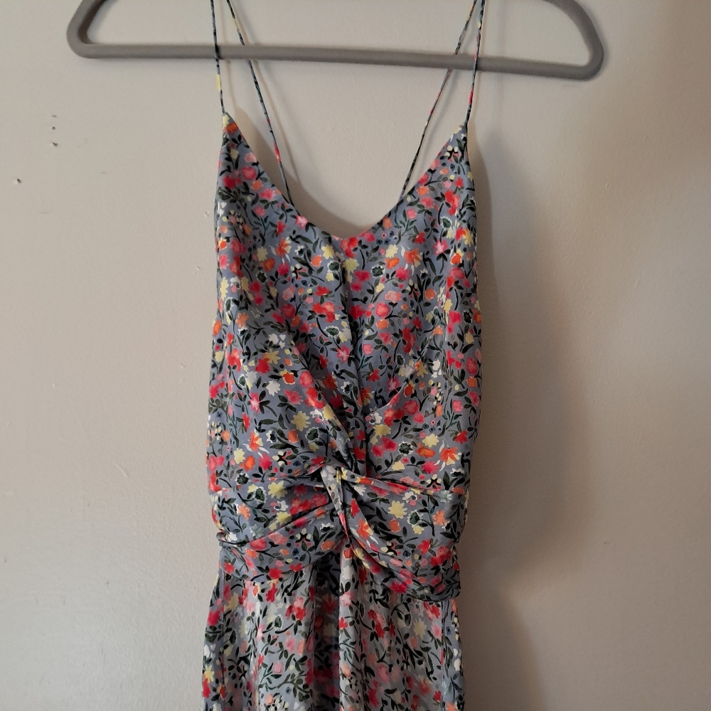 Caroline Constas Floral Silk Cape Tank Top